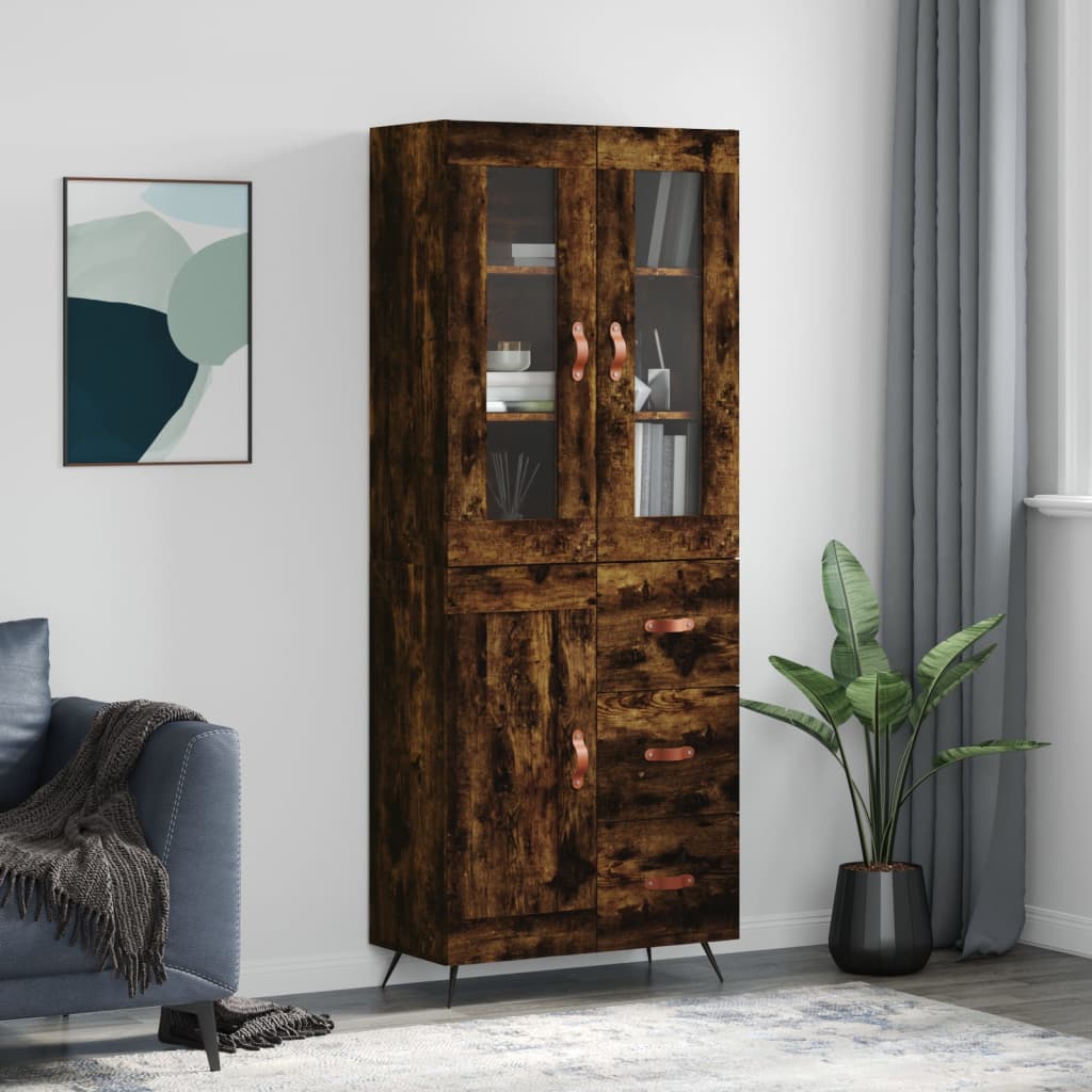 Skříň highboard kouřový dub 69,5 x 34 x 180 cm kompozitní dřevo