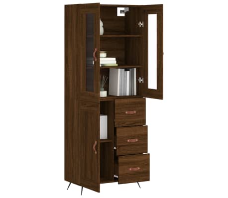 vidaXL Buffet haut Chêne marron 69,5x34x180 cm Bois d'ingénierie