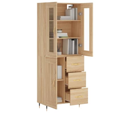 vidaXL Highboard Sonoma Oak 69.5x34x180 cm Engineered Wood