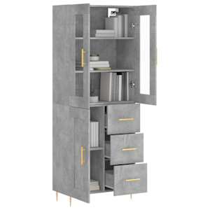 Skříň highboard betonově šedá 69,5x34x180 cm kompozitní dřevo - obrázek 3