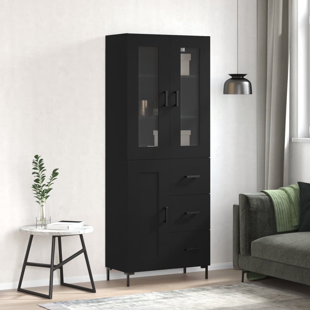 Skříň highboard černá 69,5 x 34 x 180 cm kompozitní dřevo