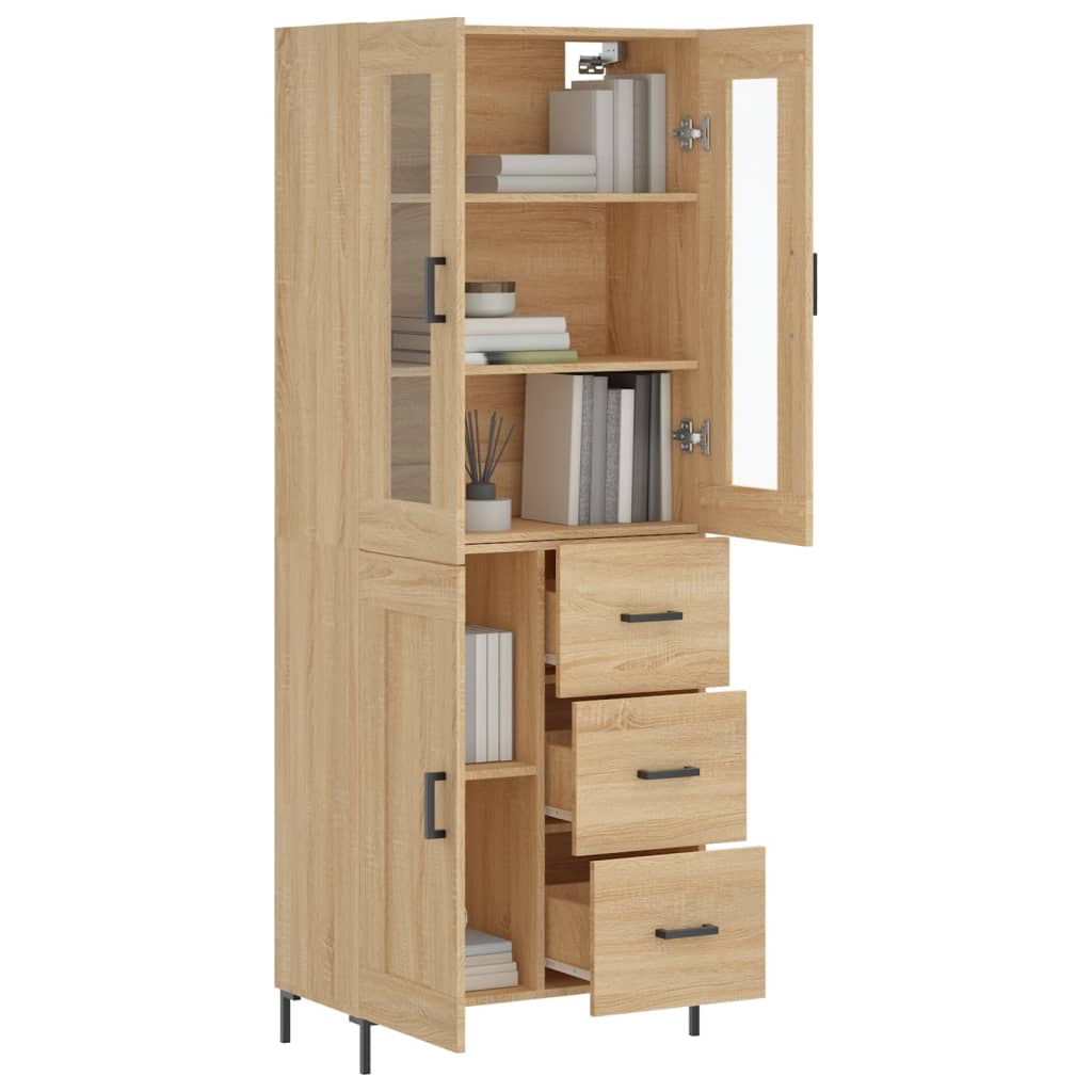vidaXL Hoge kast 69,5x34x180 cm bewerkt hout sonoma eikenkleurig