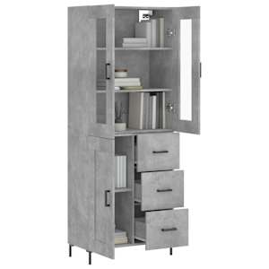 Skříň highboard betonově šedá 69,5x34x180 cm kompozitní dřevo - obrázek 3