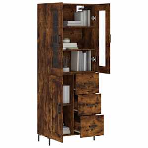 Skříň highboard kouřový dub 69,5 x 34 x 180 cm kompozitní dřevo - obrázek 3