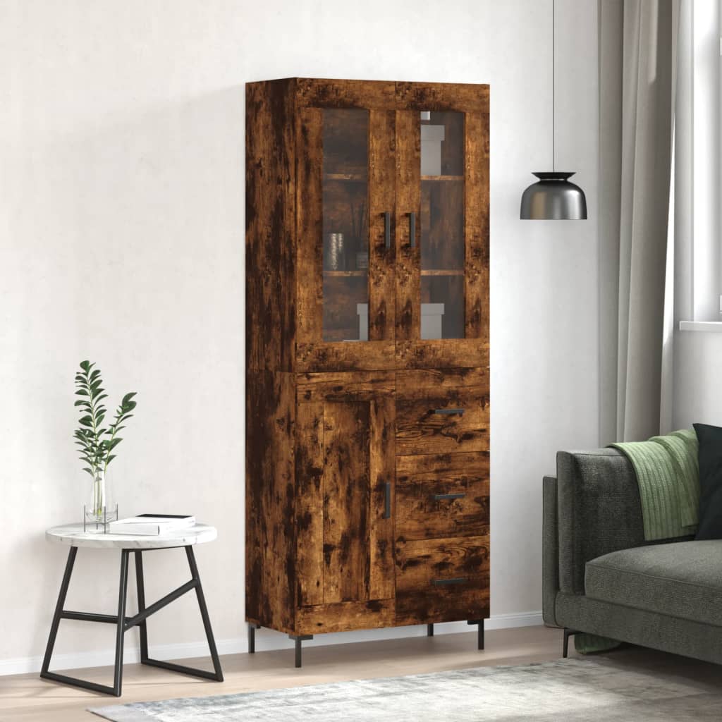 Skříň highboard kouřový dub 69,5 x 34 x 180 cm kompozitní dřevo