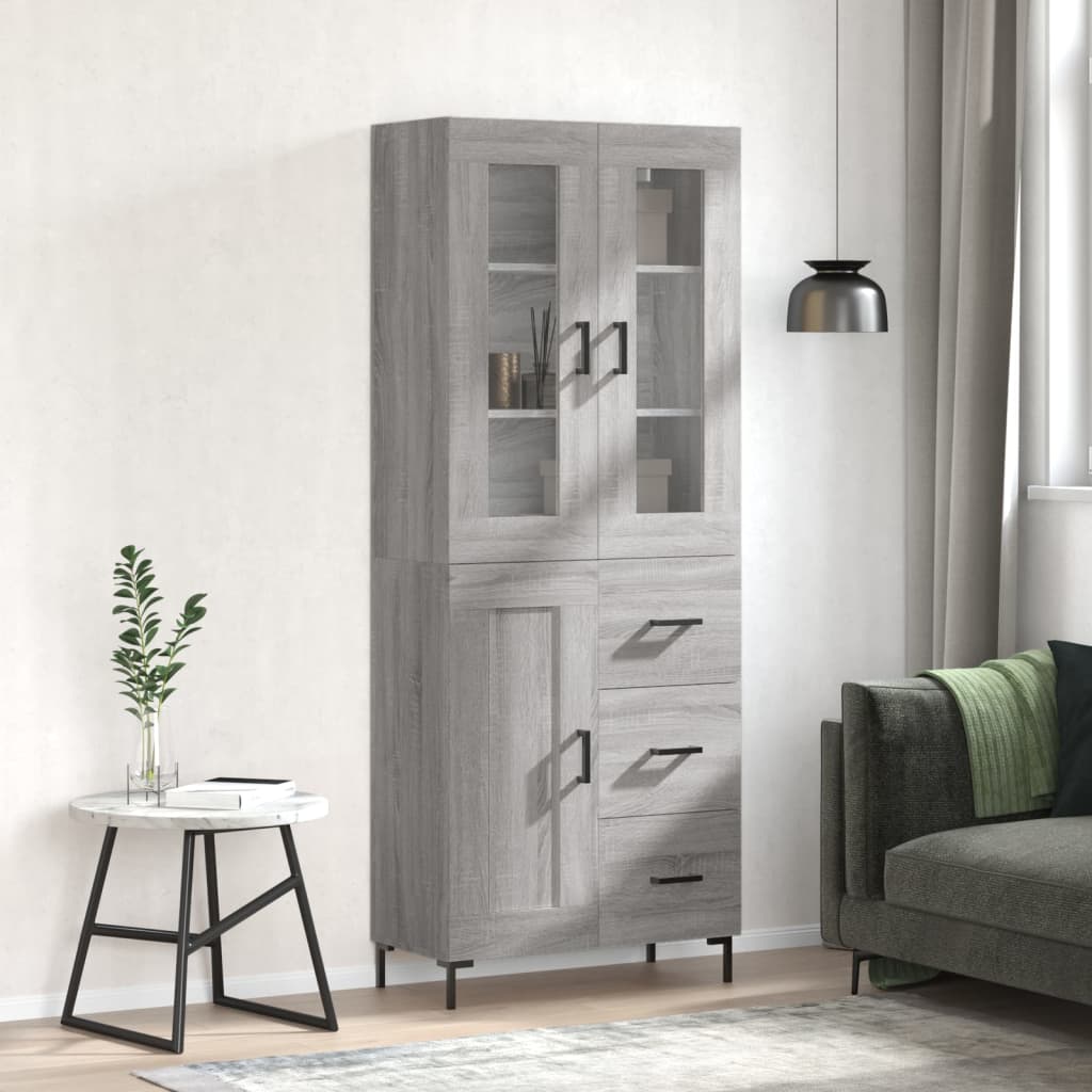 kõrge kapp, hall Sonoma tamm, 69,5 x 34 x 180 cm, tehispuit