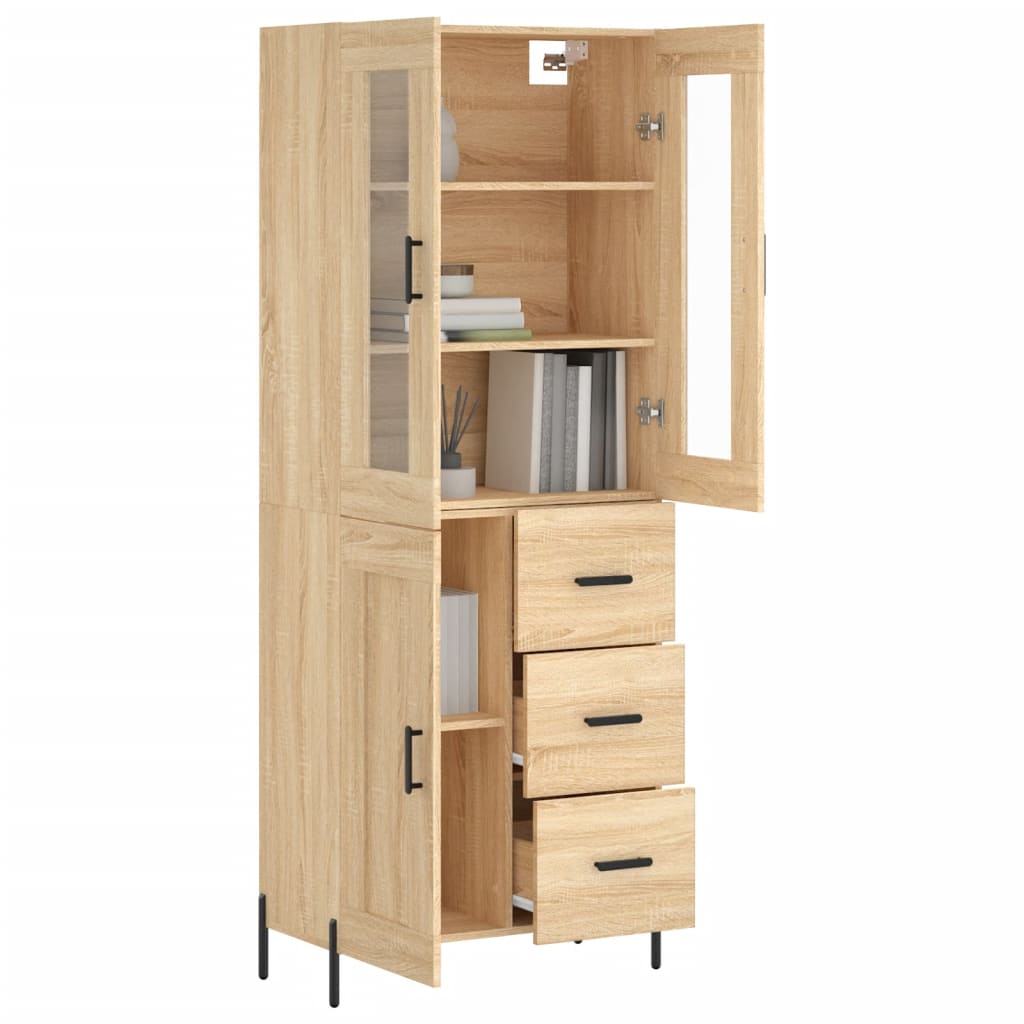 vidaXL Aparador alto madera contrachapada color roble 69,5x34x180 cm