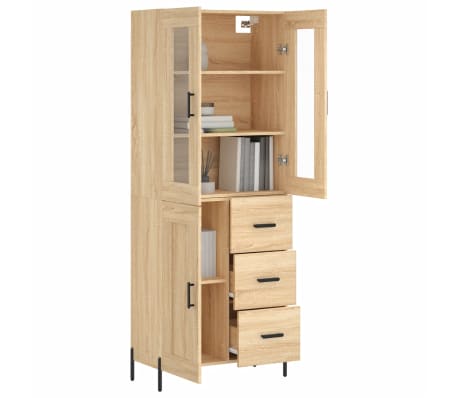 vidaXL Highboard sonoma eik 69,5x34x180 cm konstruert tre