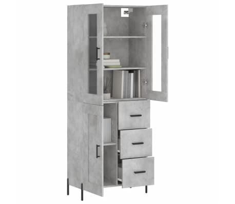 vidaXL Highboard Betongrau 69,5x34x180 cm Holzwerkstoff