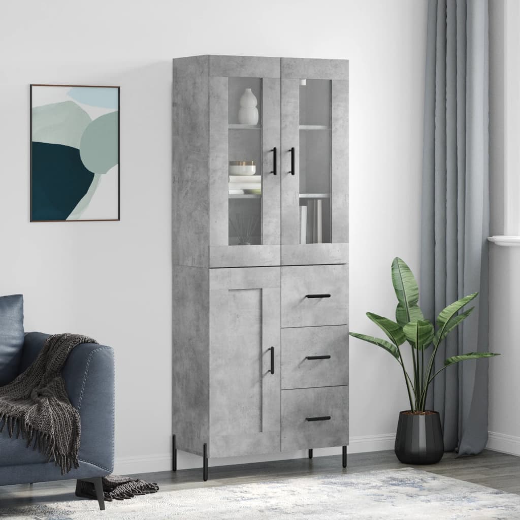 Skříň highboard betonově šedá 69,5x34x180 cm kompozitní dřevo