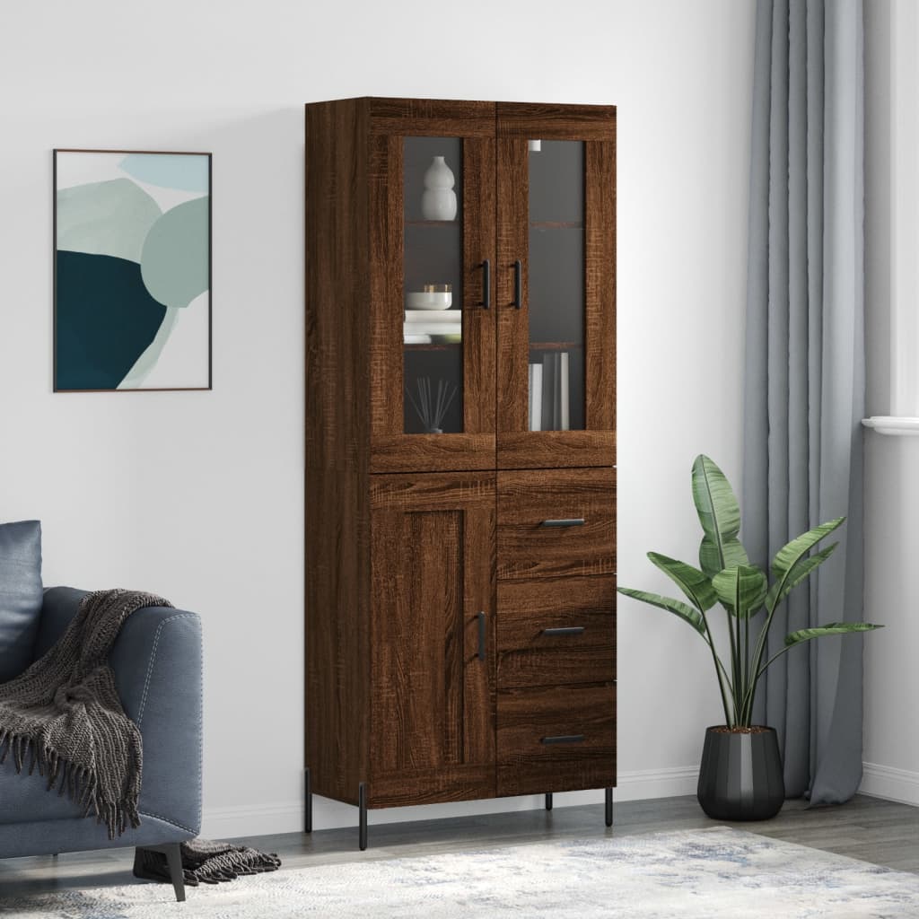 Skříň highboard hnědý dub 69,5 x 34 x 180 cm kompozitní dřevo