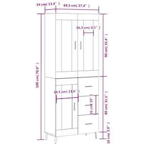 Skříň highboard dub sonoma 69,5 x 34 x 180 cm kompozitní dřevo - obrázek 14