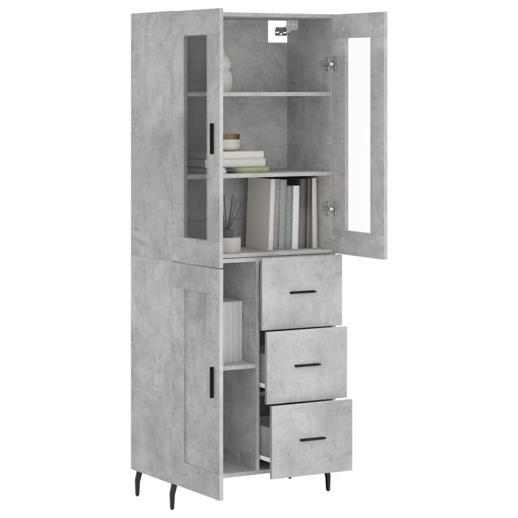 vidaXL Highboard Betongrau 69,5x34x180 cm Holzwerkstoff