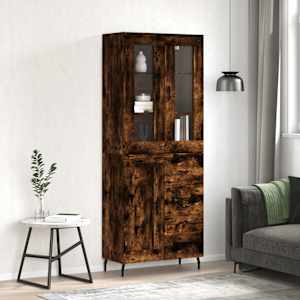 Visoka komoda dimljen hrast 69,5x34x180 cm inženirski les