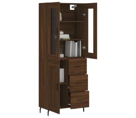 vidaXL Highboard brun eik 69,5x34x180 cm konstruert tre