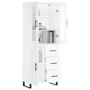 Skříň highboard bílá 69,5 x 34 x 180 cm kompozitní dřevo - obrázek 3