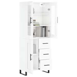 vidaXL Ντουλάπι Γυαλιστερό Λευκό 69,5x34x180 εκ. Επεξεργασμένο Ξύλο