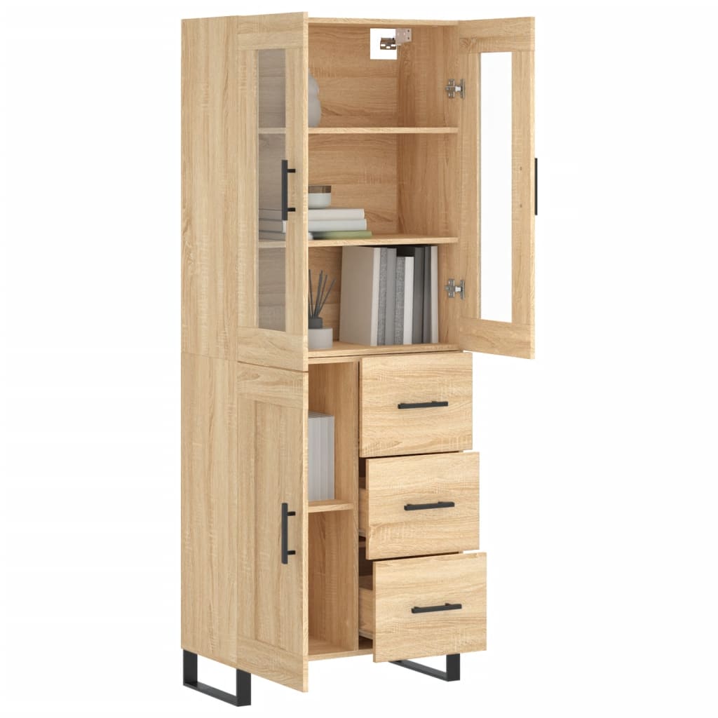 vidaXL Hoge kast 69,5x34x180 cm bewerkt hout sonoma eikenkleurig