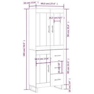 Skříň highboard dub sonoma 69,5 x 34 x 180 cm kompozitní dřevo - obrázek 14