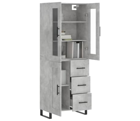 vidaXL Ντουλάπι Γκρι Σκυροδέματος 69,5x34x180 εκ. Επεξεργασμένο Ξύλο