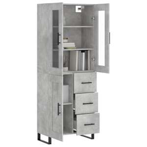 vidaXL Ντουλάπι Γκρι Σκυροδέματος 69,5x34x180 εκ. Επεξεργασμένο Ξύλο