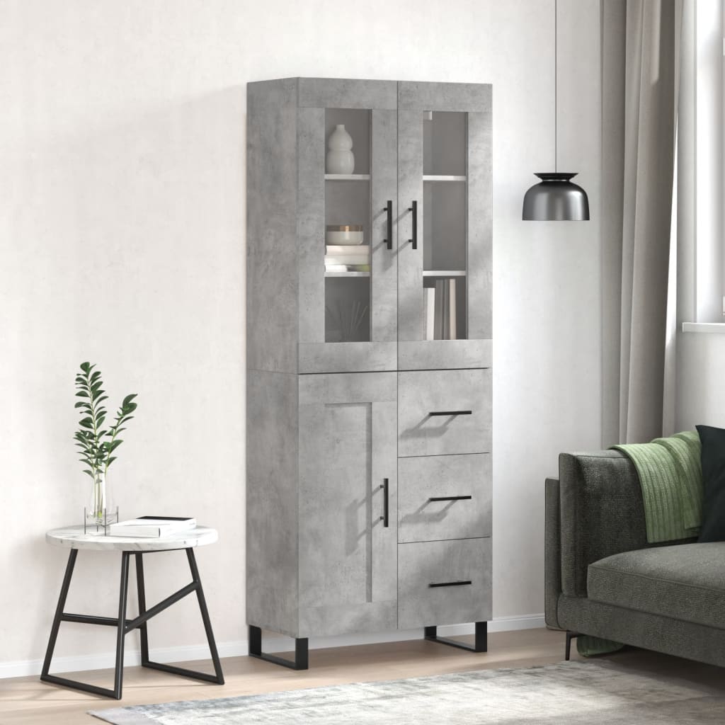 Skříň highboard betonově šedá 69,5x34x180 cm kompozitní dřevo