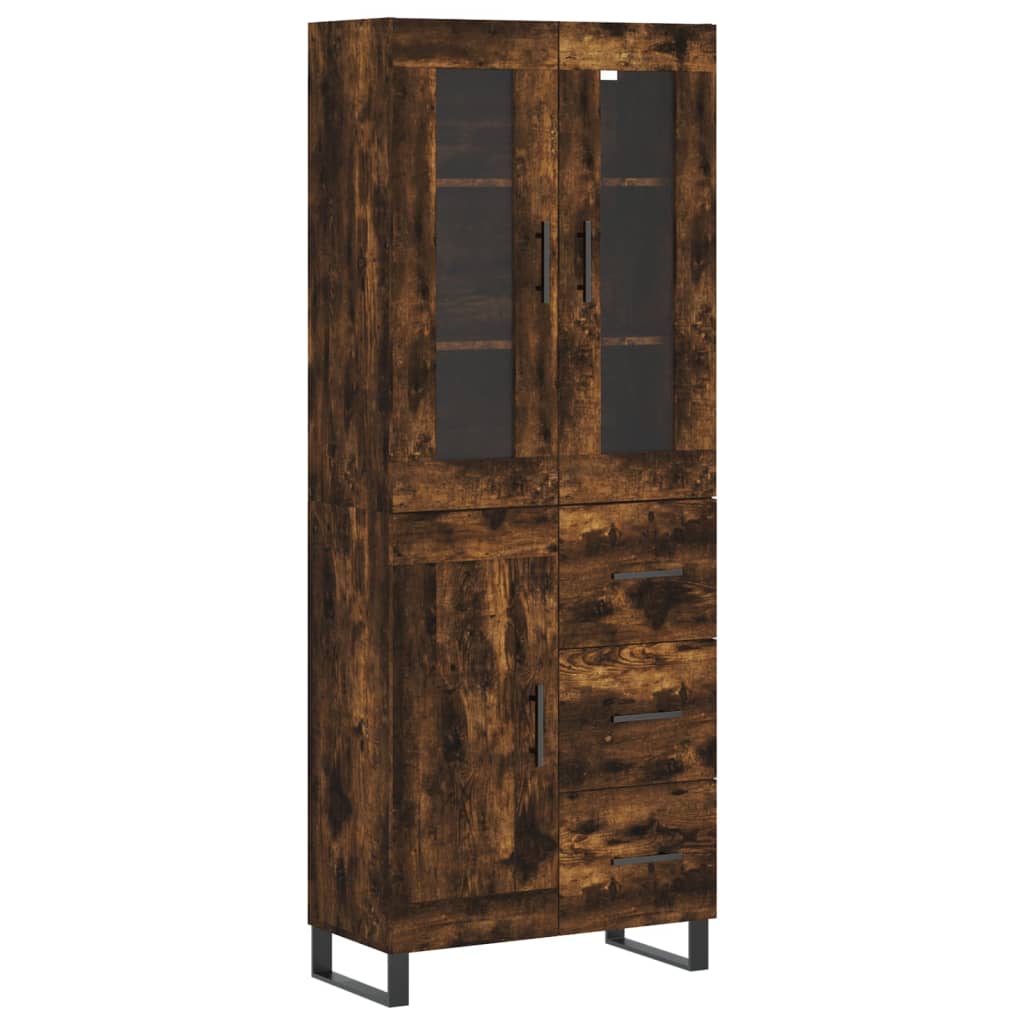 vidaXL Hoge kast 69,5x34x180 cm bewerkt hout gerookt eikenkleurig