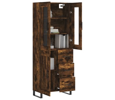 vidaXL Dulap &icirc;nalt, stejar fumuriu, 69,5x34x180, lemn compozit