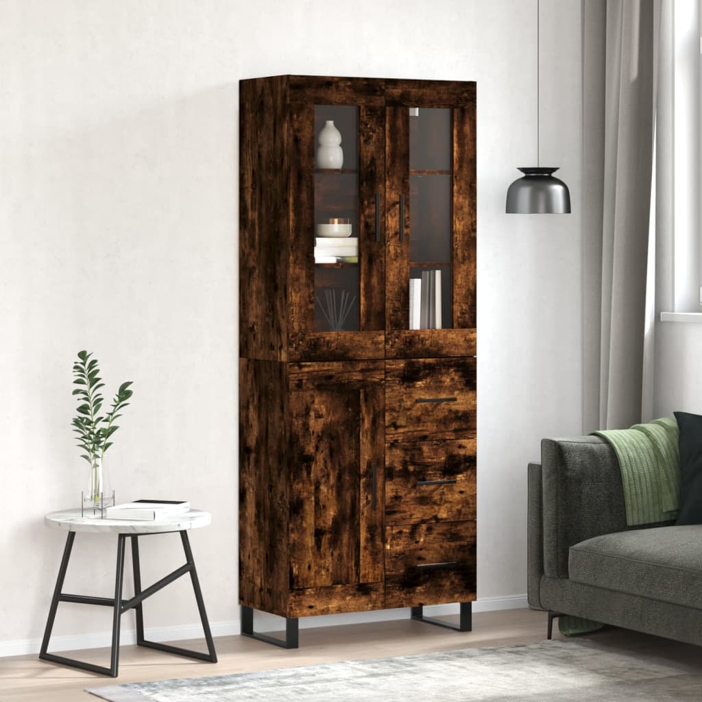 vidaXL Highboard Räuchereiche 69,5x34x180 cm Holzwerkstoff