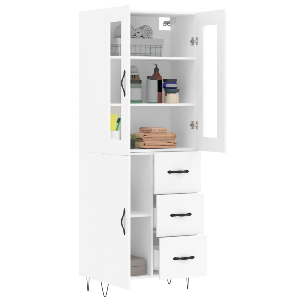 vidaXL Hoge kast 69,5x34x180 cm bewerkt hout wit