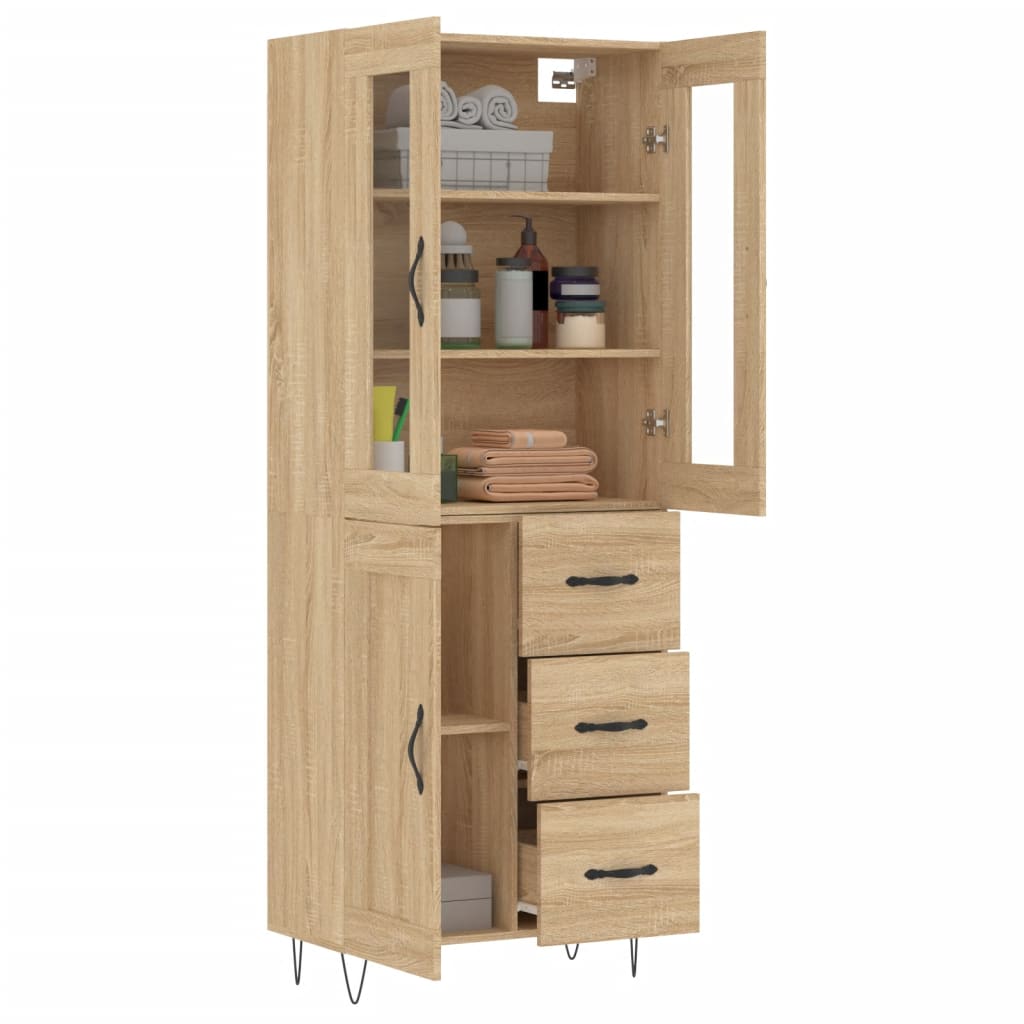 vidaXL Hoge kast 69,5x34x180 cm bewerkt hout sonoma eikenkleurig
