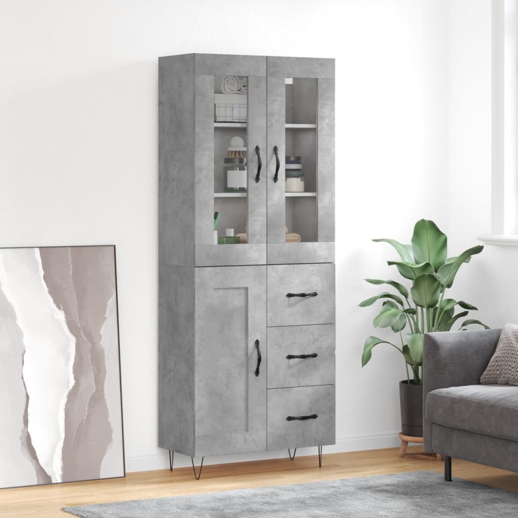 Skříň highboard betonově šedá 69,5x34x180 cm kompozitní dřevo