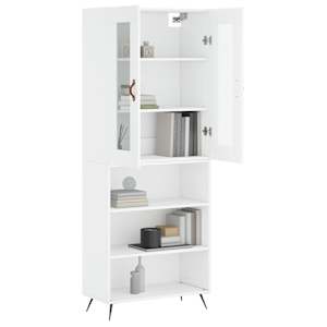Skříň highboard bílá 69,5 x 34 x 180 cm kompozitní dřevo - obrázek 3