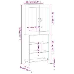 Skříň highboard bílá 69,5 x 34 x 180 cm kompozitní dřevo - obrázek 13
