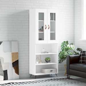 Skříň highboard bílá 69,5 x 34 x 180 cm kompozitní dřevo - obrázek 1