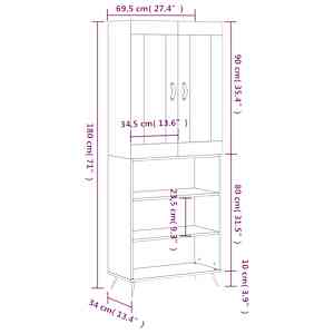 Skříň highboard betonově šedá 69,5x34x180 cm kompozitní dřevo - obrázek 13