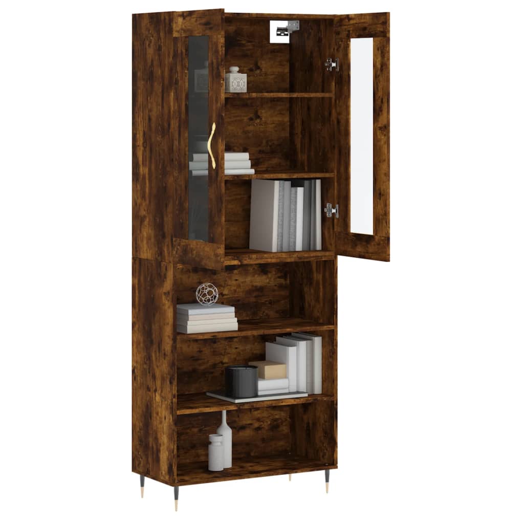 vidaXL Buffet haut Chêne fumé 69,5x34x180 cm Bois d'ingénierie