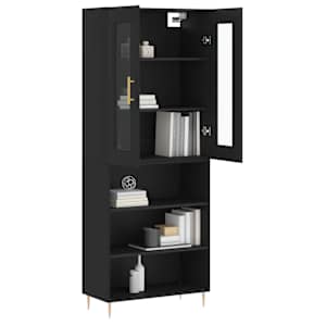 vidaXL Buffet haut Noir 69,5x34x180 cm Bois d'ing&eacute;nierie