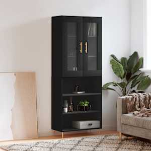 Skříň highboard černá 69,5 x 34 x 180 cm kompozitní dřevo - obrázek 1