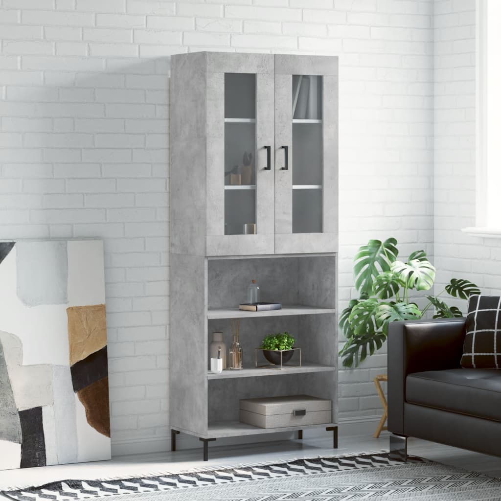 Skříň highboard betonově šedá 69,5x34x180 cm kompozitní dřevo