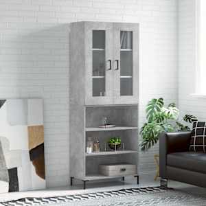 Skříň highboard betonově šedá 69,5x34x180 cm kompozitní dřevo - obrázek 1