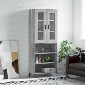 Skříň highboard šedá sonoma 69,5 x 34 x 180 cm kompozitní dřevo - obrázek 1