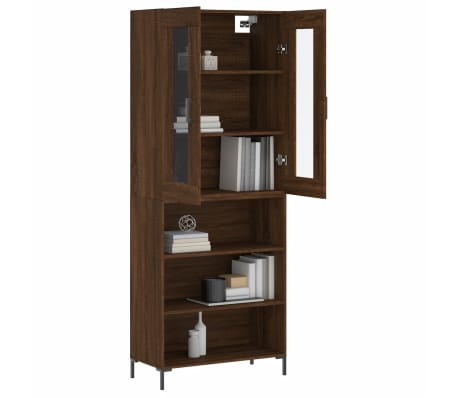 vidaXL Highboard brun eik 69,5x34x180 cm konstruert tre