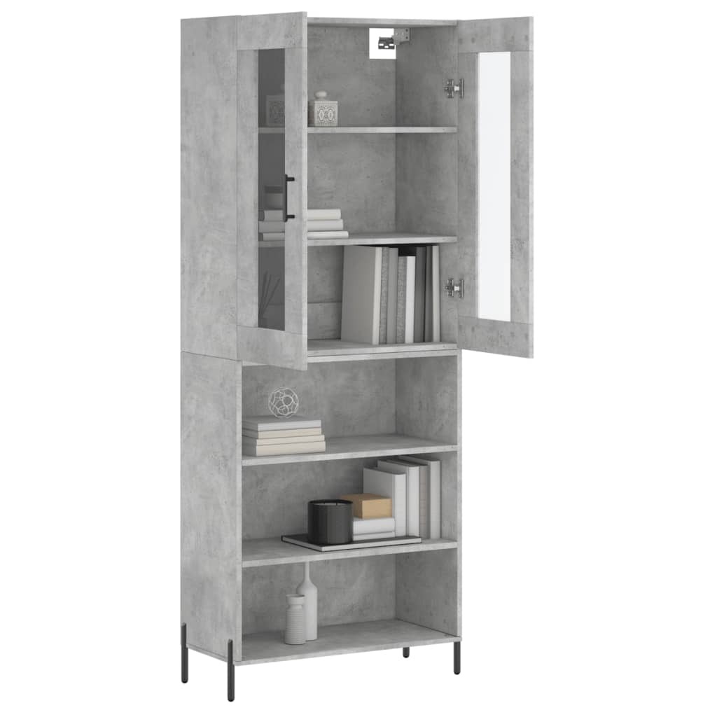 vidaXL Highboard Betongrau 69,5x34x180 cm Holzwerkstoff