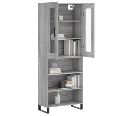 vidaXL Hoge kast 69,5x34x180 cm bewerkt hout grijs sonoma eikenkleurig