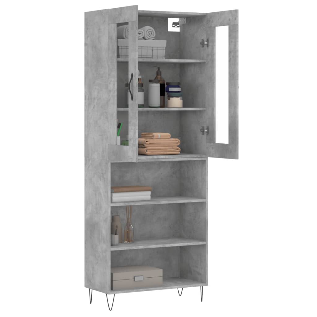 vidaXL Hoge kast 69,5x34x180 cm bewerkt hout betongrijs