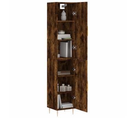 vidaXL Buffet haut Ch&ecirc;ne fum&eacute; 34,5x34x180 cm Bois d'ing&eacute;nierie