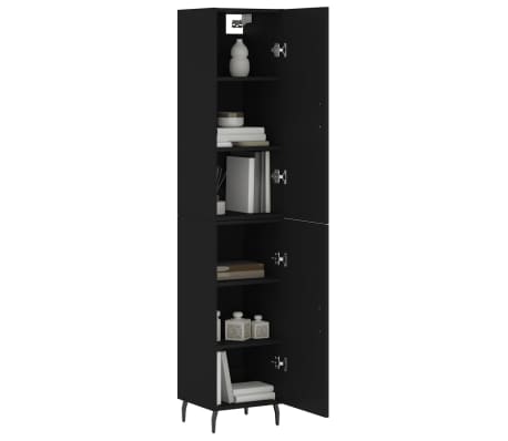 vidaXL Visoka omara črna 34,5x34x180 cm inženirski les