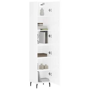 vidaXL Ντουλάπι Γυαλ. Λευκό 34,5 x 34 x 180 εκ. από Επεξεργασμένο Ξύλο