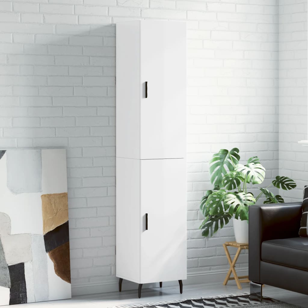 Skříň highboard bílá s vysokým leskem 34,5x34x180 cm kompozit